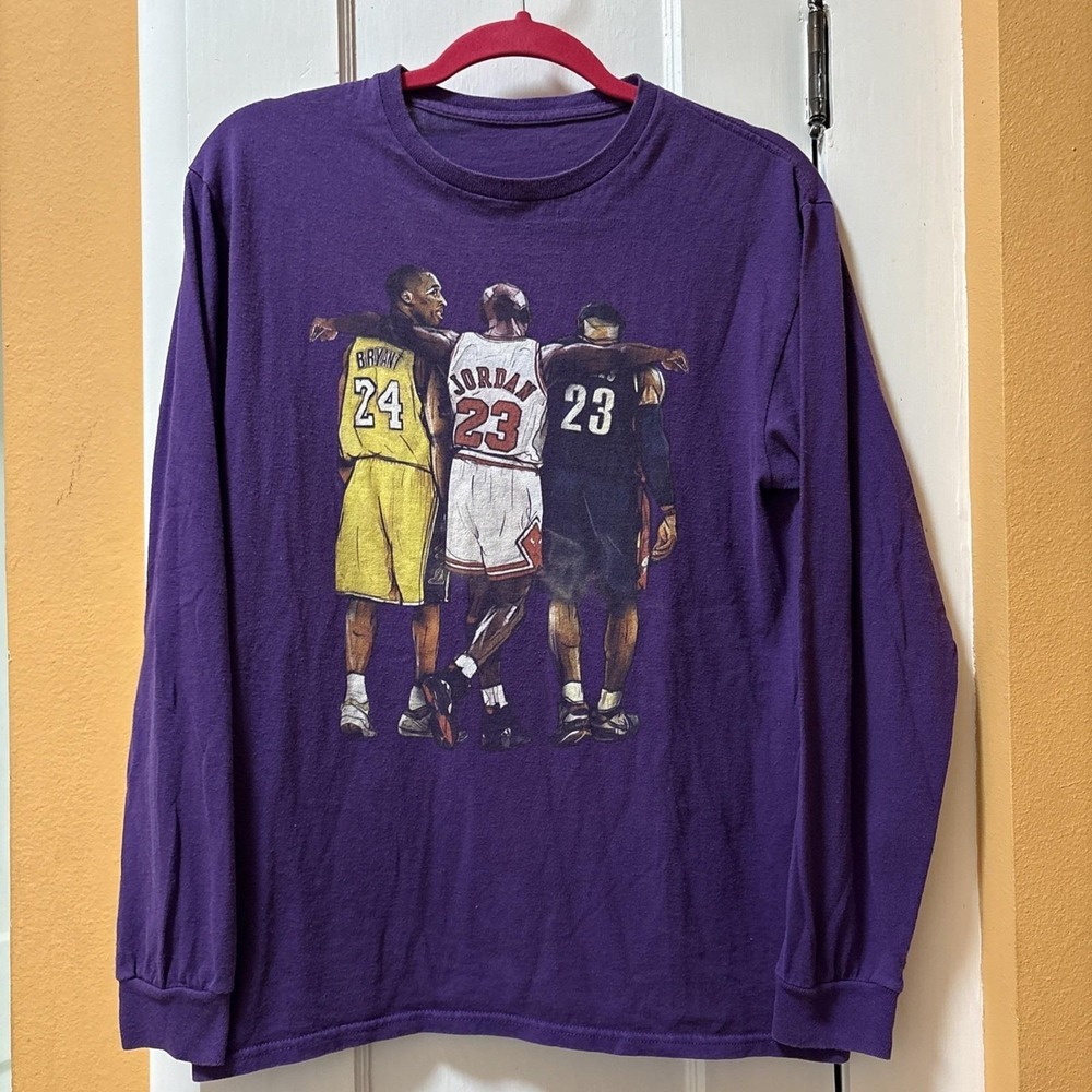 Kobe Bryant Michael Jordan Lebron James Basketball GOAT Tribute LongSleeve tee M